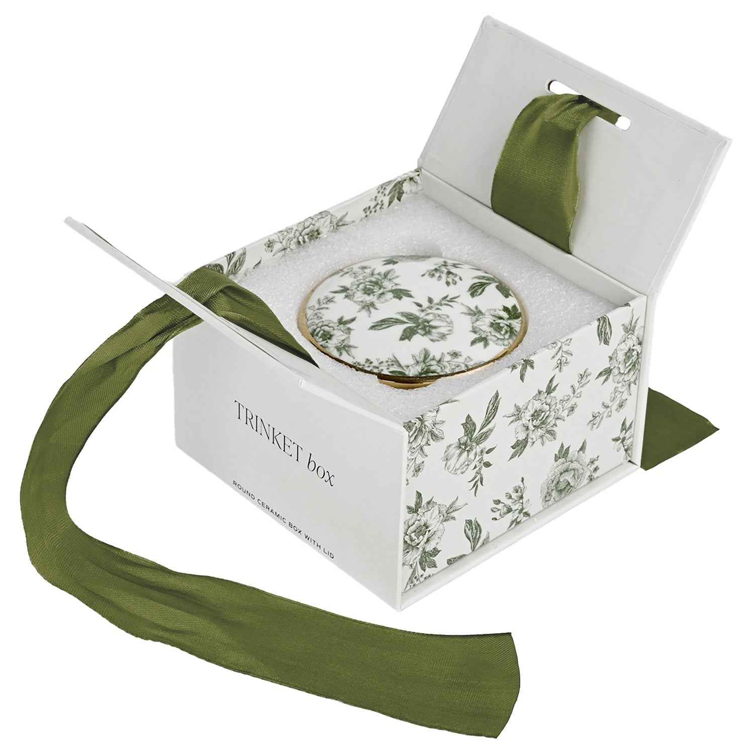 Green Delft Trinket Dish with Lid