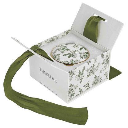 Green Delft Trinket Dish with Lid