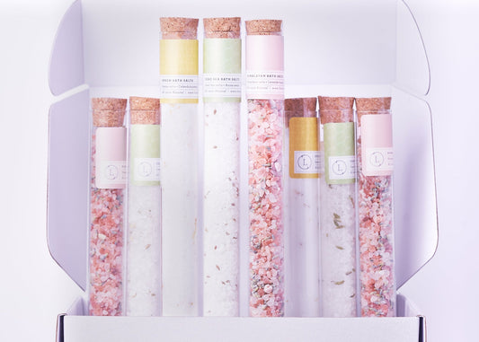 Natural Bath Salts Gift Set – 8 Glass Tubes