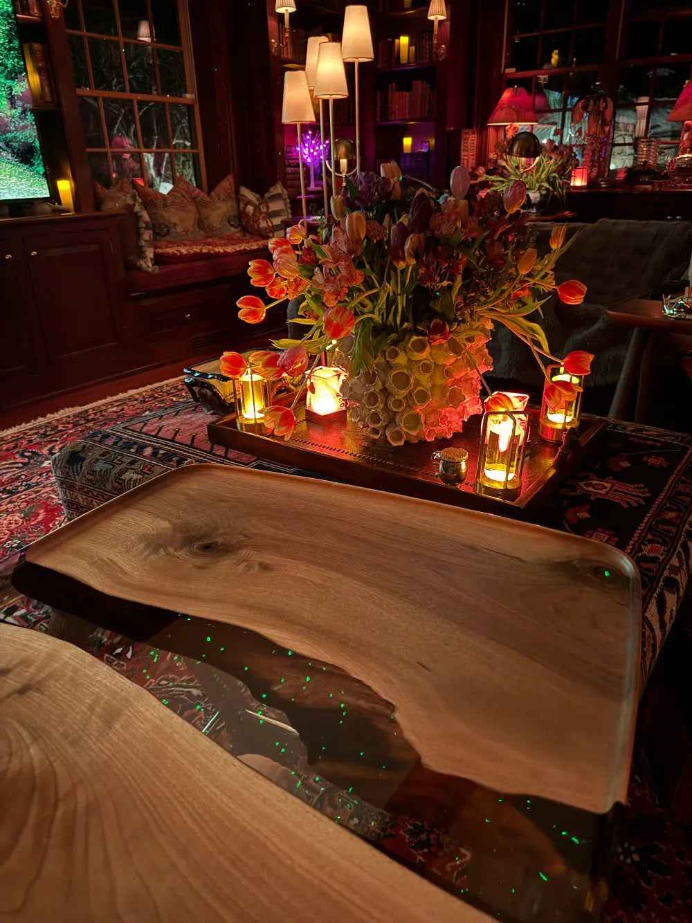 Luxury Walnut Epoxy Resin Tv, Laptop and Snack Tray