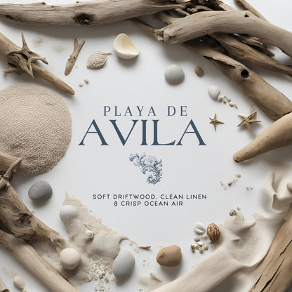 Playa De Avila (14 oz Double Wick) - Notes: Soft Driftwood, Clean Linen & Crisp Ocean Air 1982 Candle Co.™
