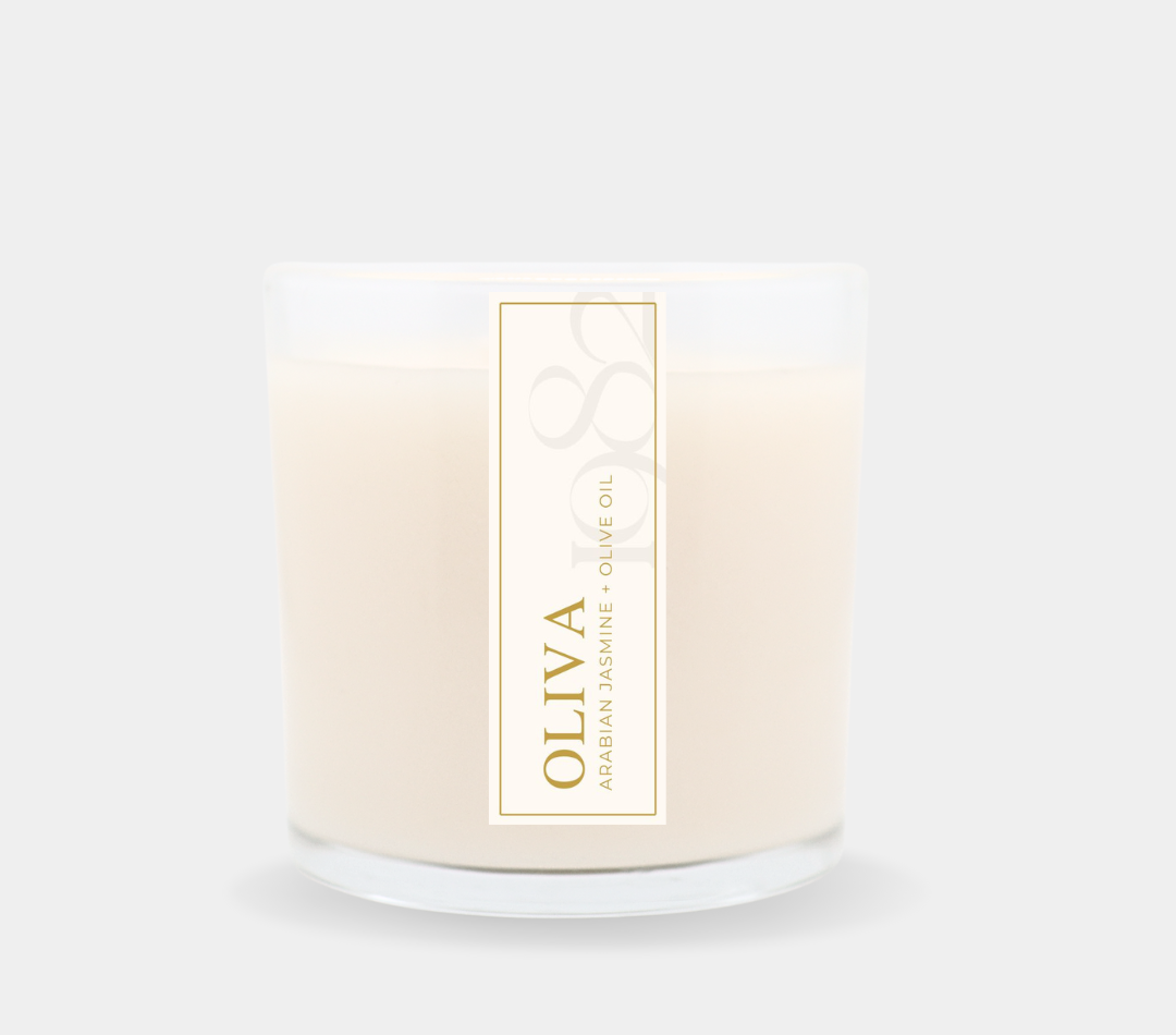 Oliva (14 oz Double Wick) - Notes: Arabian Jasmine Blossoms, Pressed Olive Oil & Avocado 1982 Candle Co.™