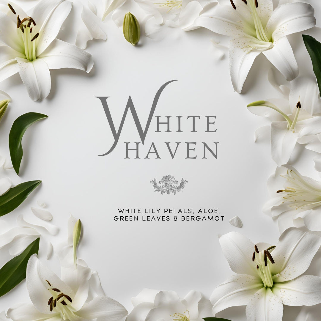White Haven (8.5 oz Single Wick) - Notes: White Lily Petals, Aloe, Green Leaves & Bergamot 1982 Candle Co.™
