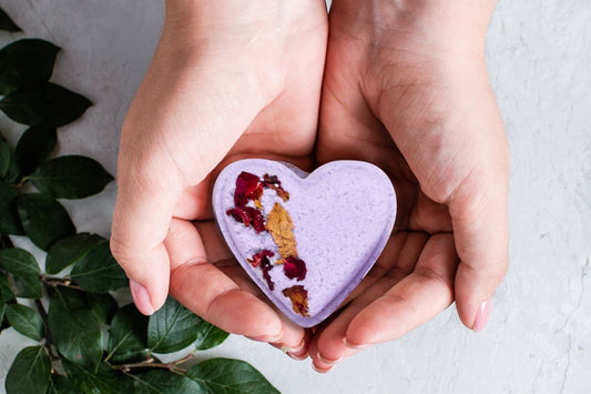 Lavender Heart Bath Bomb Gift Set – 5 Handmade Bath Bombs