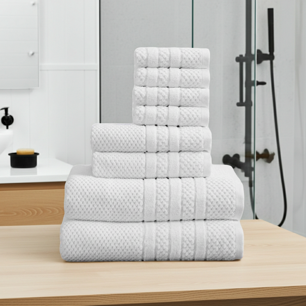 100% Cotton Checkered Jacquard Bath Towel Set - Giuliana Collection