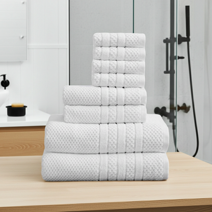 100% Cotton Checkered Jacquard Bath Towel Set - Giuliana Collection