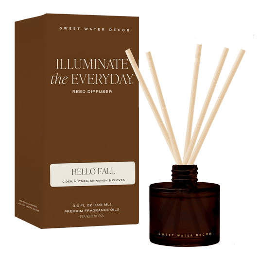 Hello Fall Amber Tinted Glass Jar Reed Diffuser