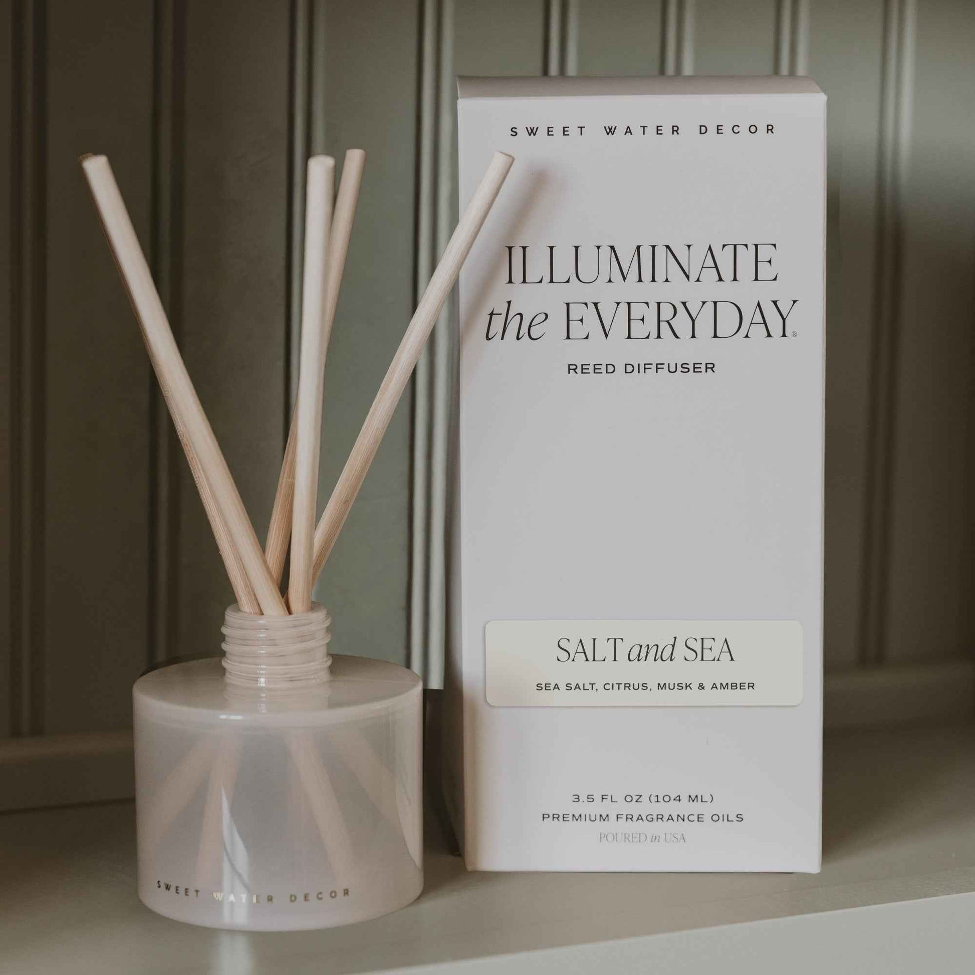 Salt and Sea White Translucent Tinted Glass Jar Reed Diffuser