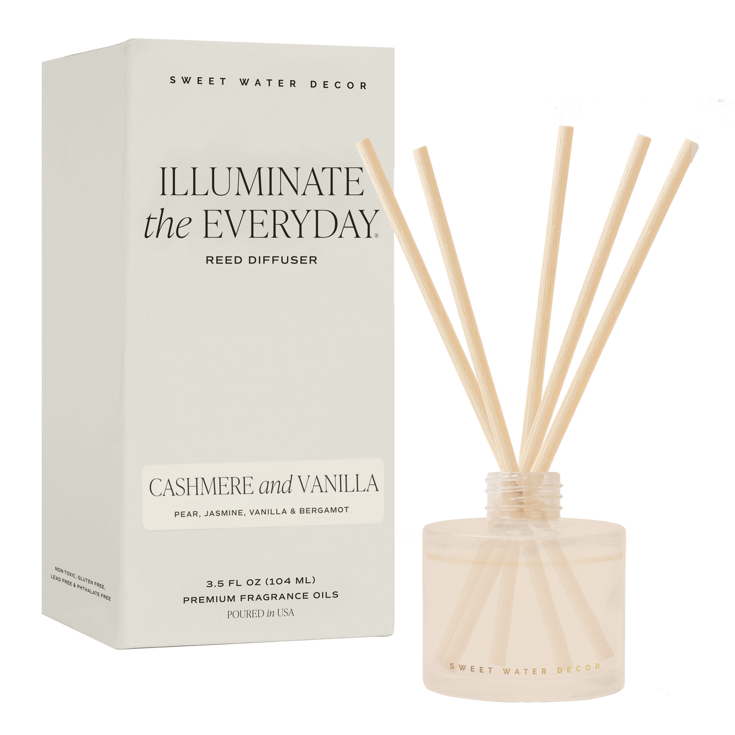 Cashmere and Vanilla White Translucent Tinted Glass Jar Reed Diffuser