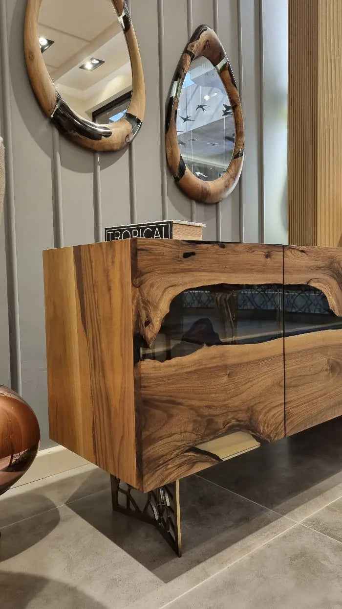 Wood and Resin Dining Room Buffet & Sideboard Table | Voronoi Collection