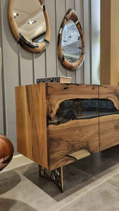 Wood and Resin Dining Room Buffet & Sideboard Table | Voronoi Collection