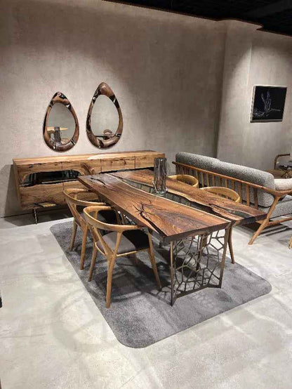 Resin Walnut River Dining Room Table | Voronoi Table