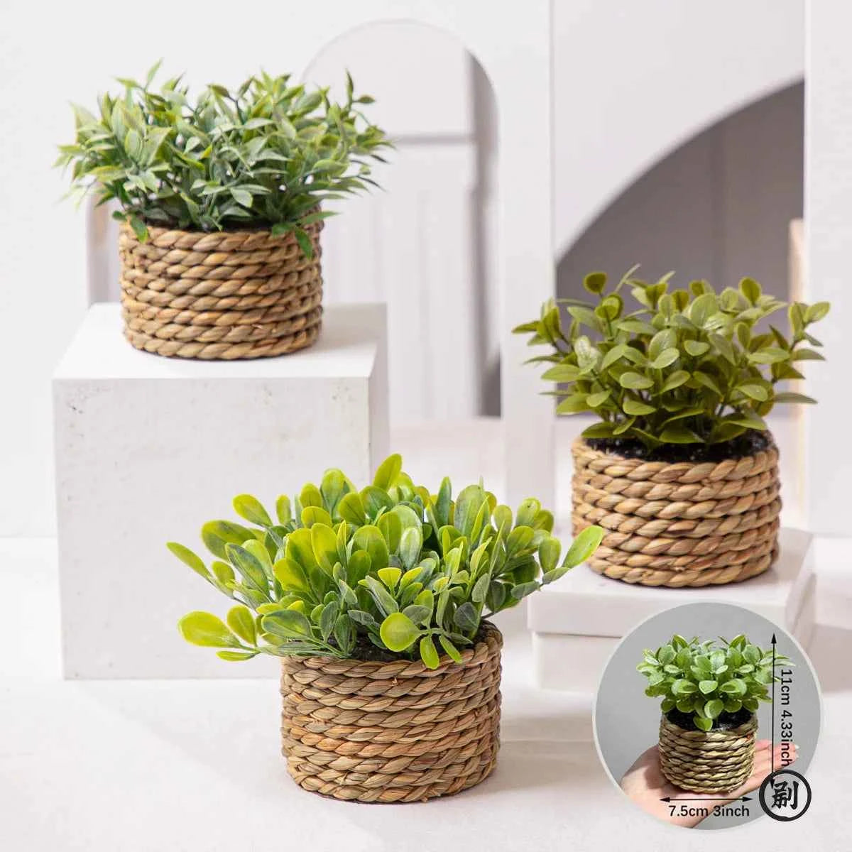 small indoor grass plants Mini Artificial Eucalyptus Grass Potted Plant Home Decor