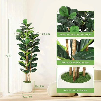 Artificial Fiddle Leaf Fig Tree with Pot for Home Decor