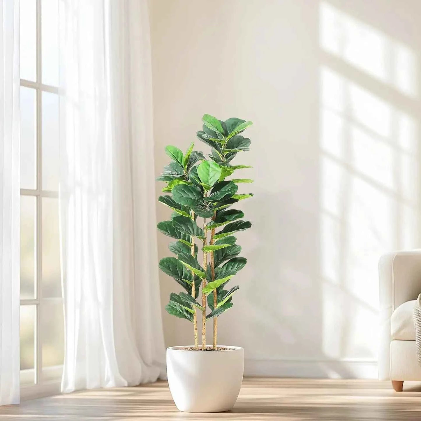 Artificial Fiddle Leaf Fig Tree with Pot for Home Decor