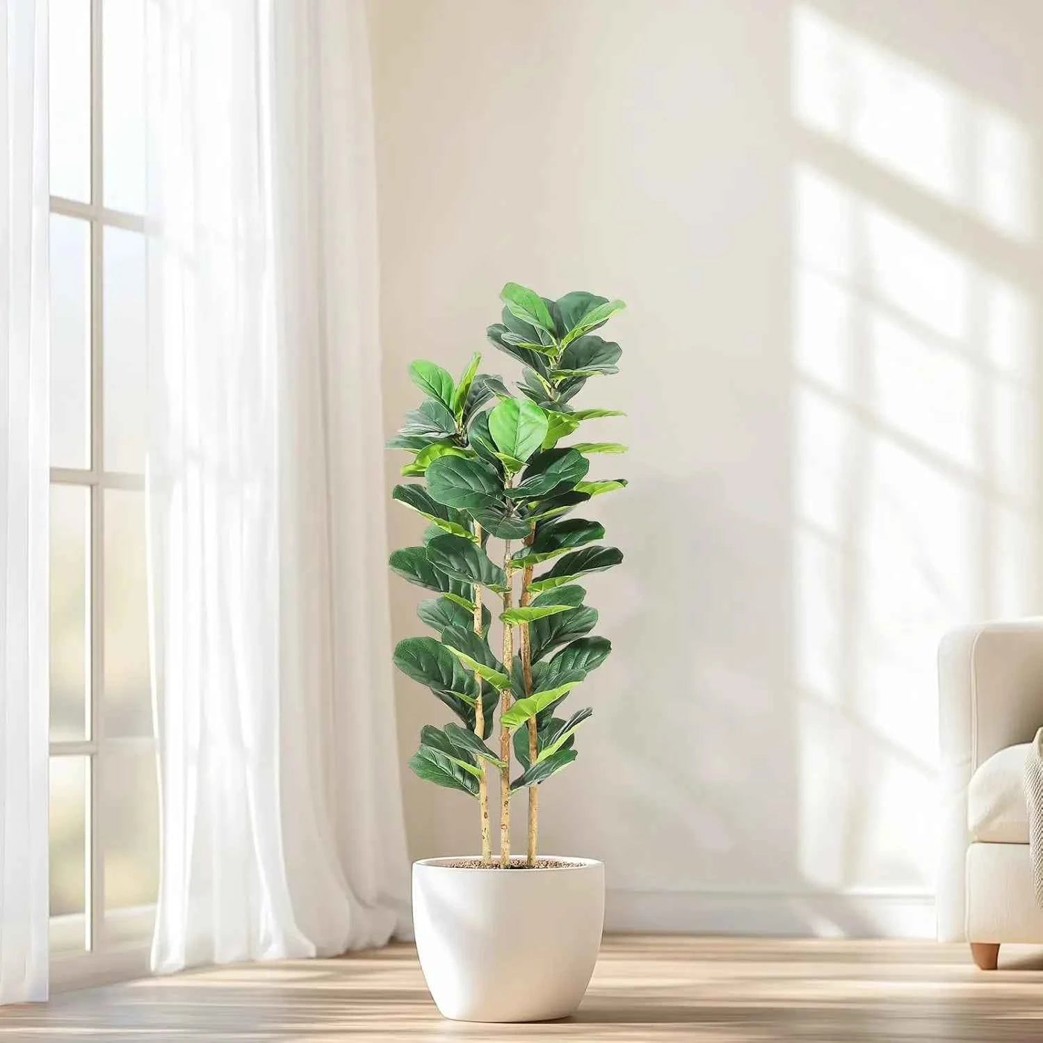 Artificial Fiddle Leaf Fig Tree with Pot for Home Decor