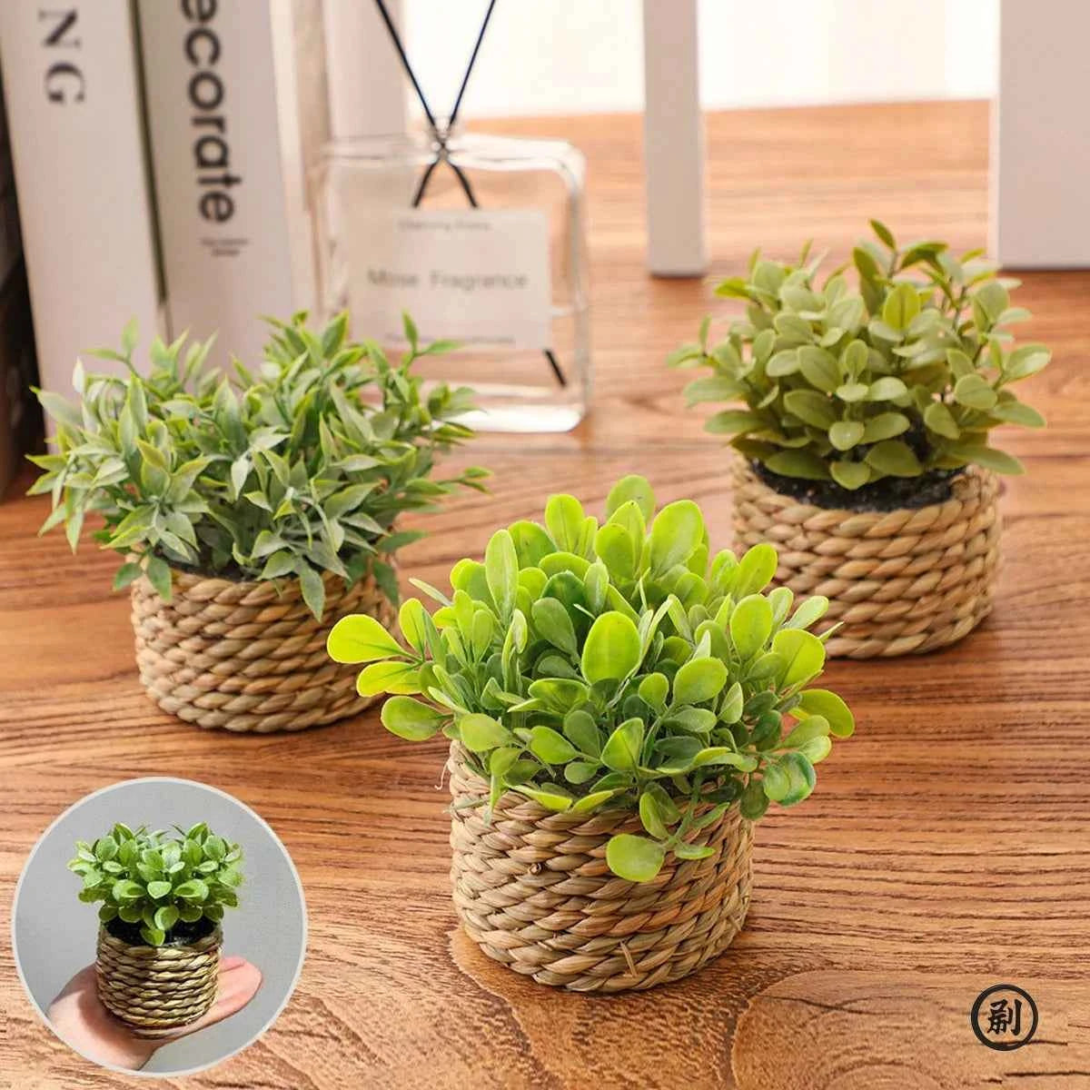 Mini Artificial Eucalyptus Grass Potted Plant Home Decor