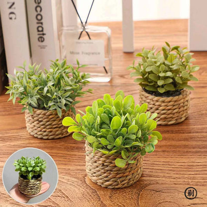 Mini Artificial Eucalyptus Grass Potted Plant Home Decor