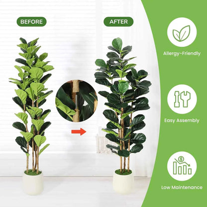 Artificial Fiddle Leaf Fig Tree with Pot for Home Decor