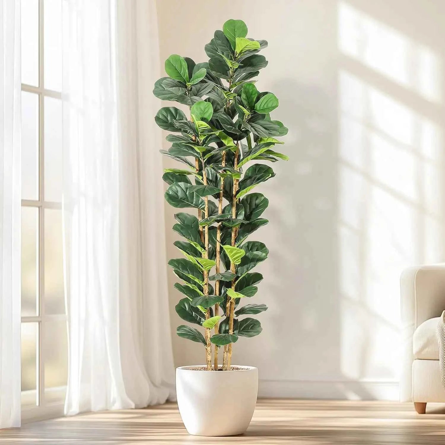 Artificial Fiddle Leaf Fig Tree with Pot for Home Decor