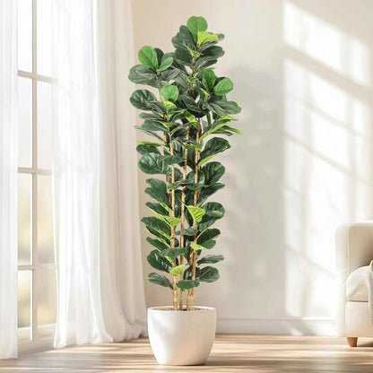 Artificial Fiddle Leaf Fig Tree with Pot for Home Decor