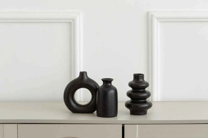 Bohemian White Ceramic Vase Set of 3 for Home Décor