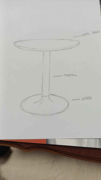 Custom Round Epoxy Resin Walnut Dining - Kitchen Table With Wood Base