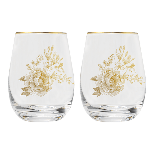 Delft Stemless Wine Glass - Boxed Set of 2