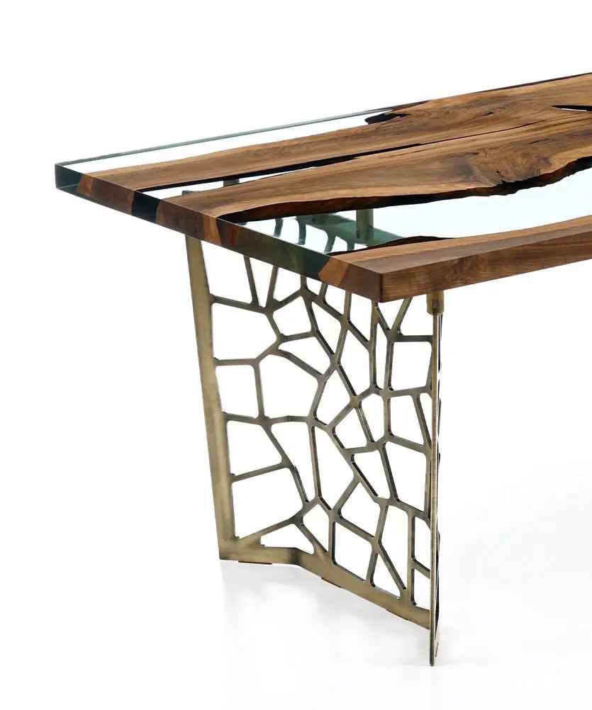 Resin Walnut River Dining Room Table | Voronoi Table