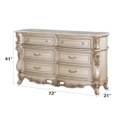 Gorsedd - Dresser With Marble Top - Marble Top & Golden Ivory