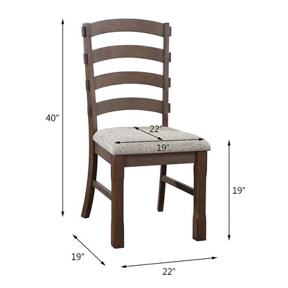 Pascaline - Side Chair (Set of 2) - Gray Fabric, Rustic Brown & Oak
