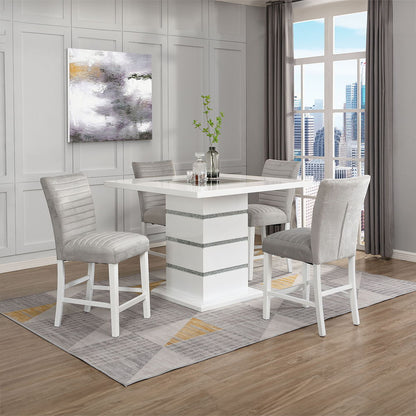 Elizaveta - Counter Height Chair (Set of 2) - Gray Velvet &White High Gloss