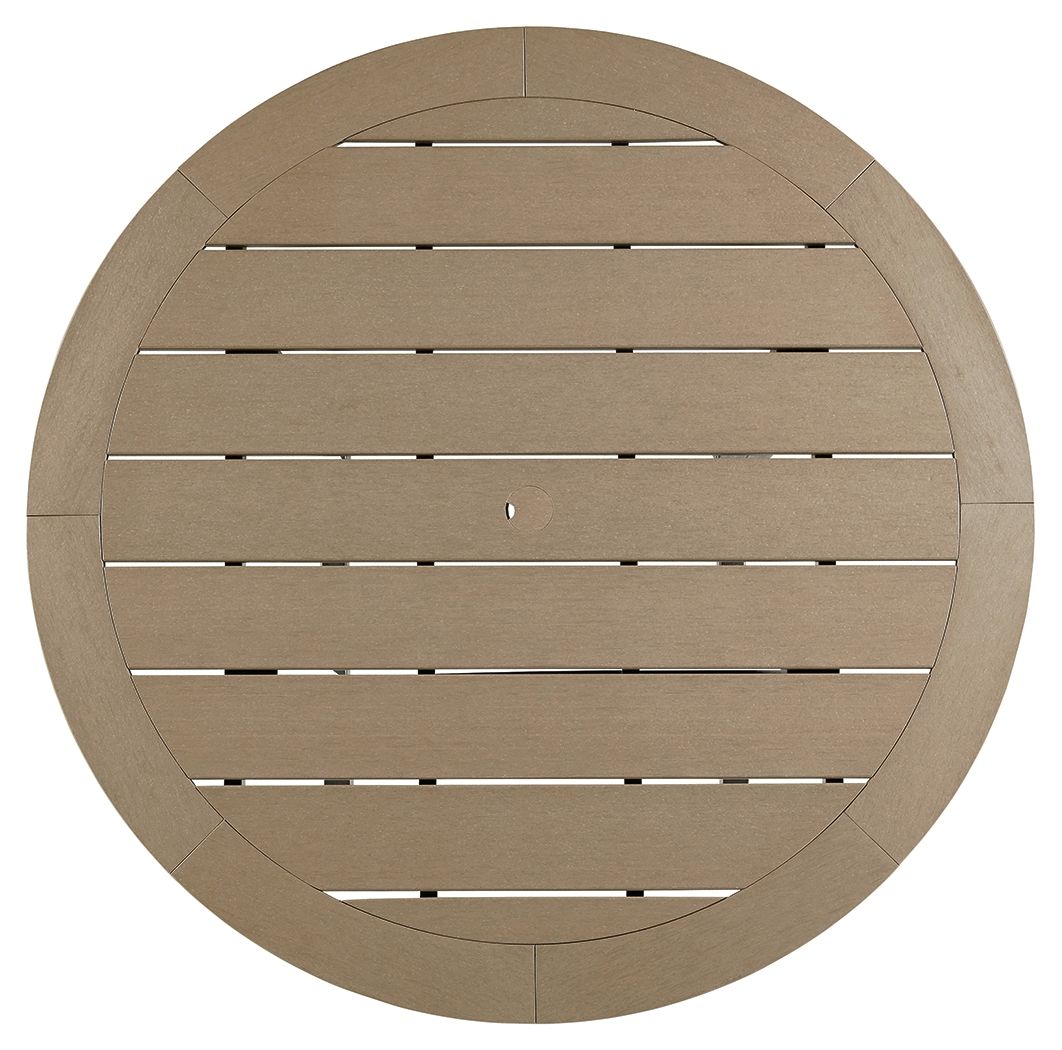 Fairen Trail - Round Bar Table w/Umb OPT - Black / Driftwood