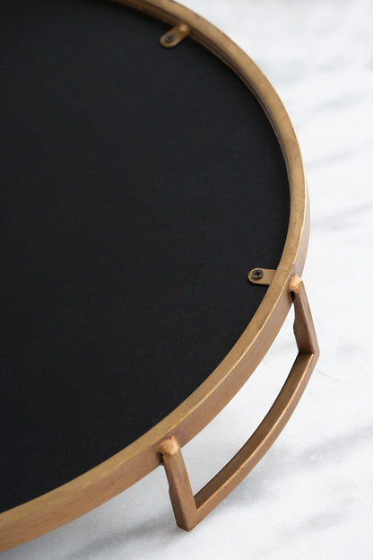 S/2 Round Decorative Tray with Abstract Marbled Design