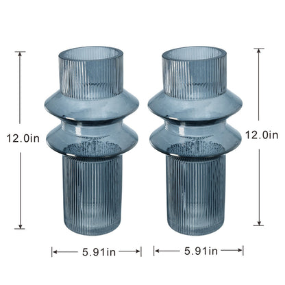 D5.9x11.8'H Fluted Accent Vases with Ribbed Design, Set of 2