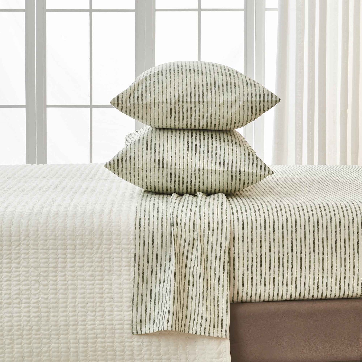 Striped Microfiber Sheet Set - Evette Collection