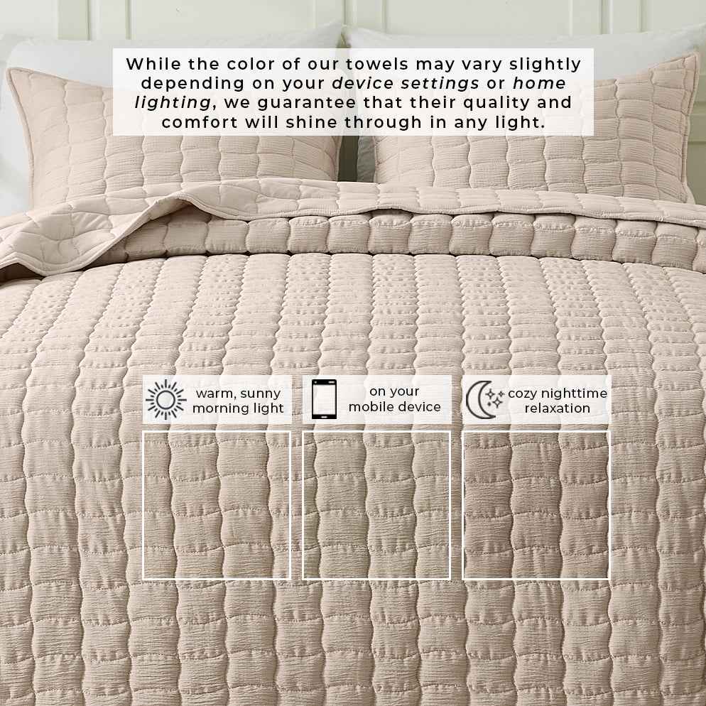 Gauze-Inspired Texture Quilt Set - Wave Stitch Collection