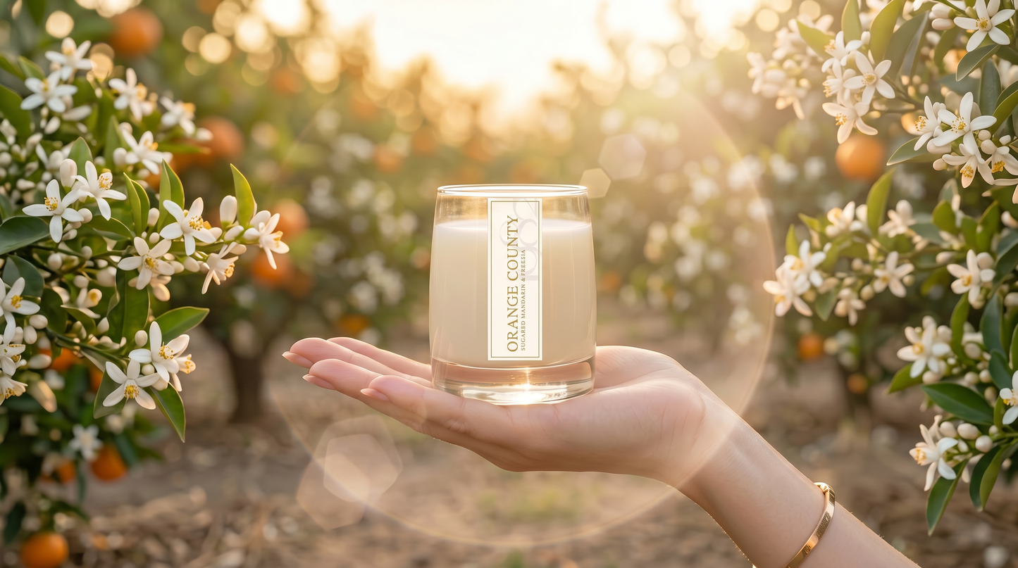 Orange County (8.5 oz Single Wick) - Notes: Mandarin Oranges, Peaches, Strawberries, Citron & Sugar, Freesia 1982 Candle Co.™