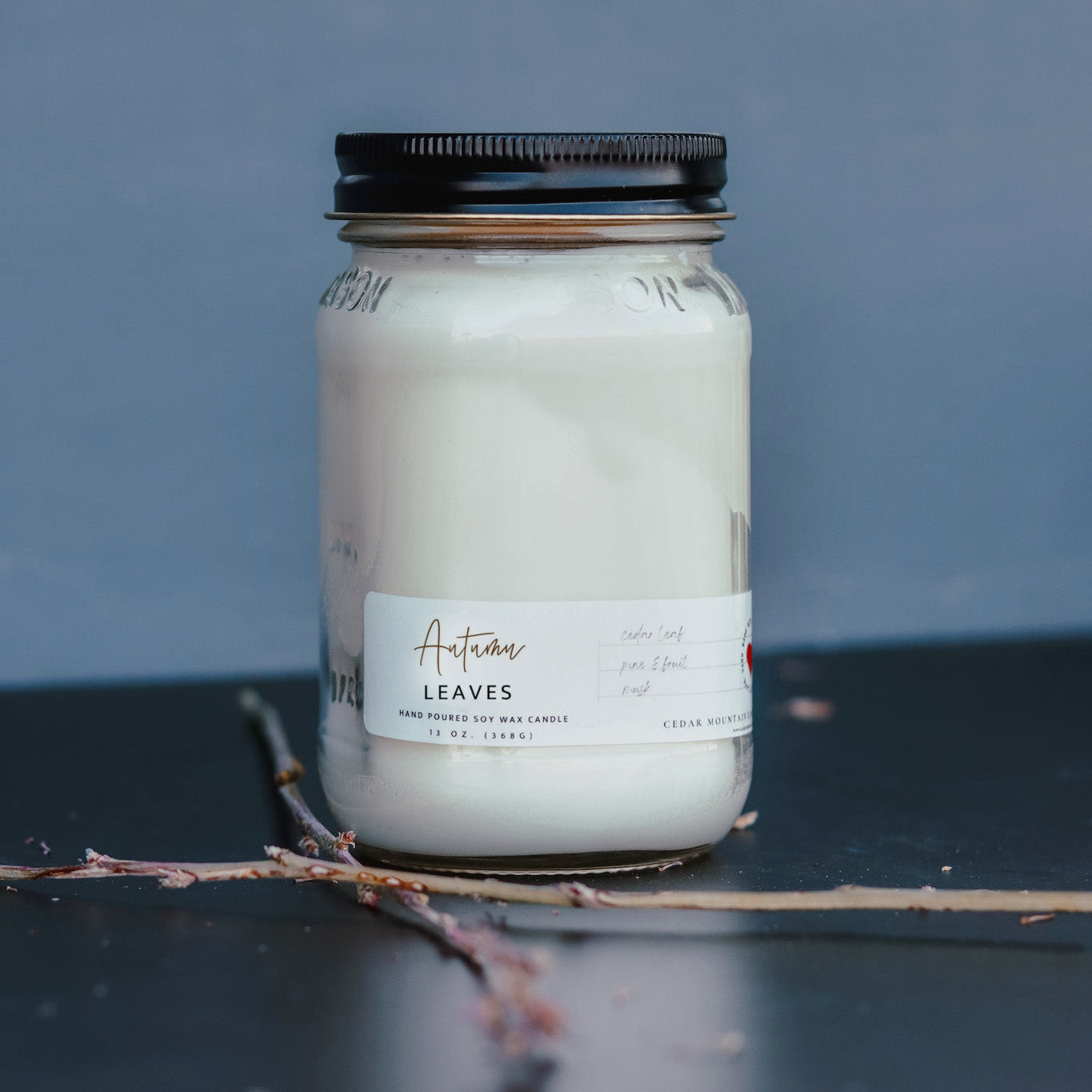 13 oz Mason Jar Soy Candle - Autumn Leaves - PoshaBella