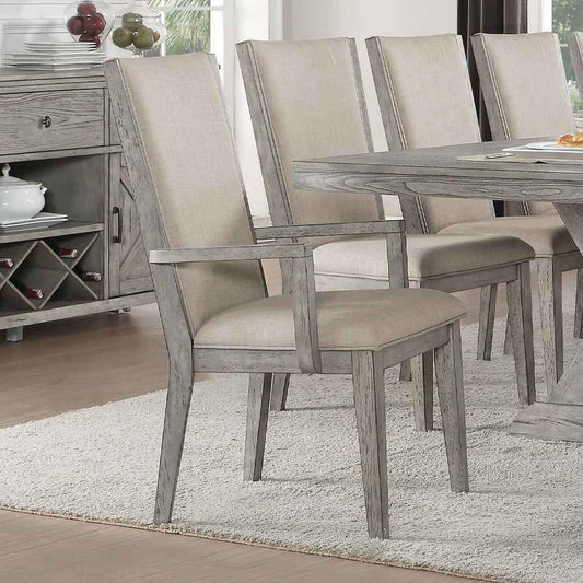 Rocky - Arm Chair (Set of 2) - Fabric & Gray Oak