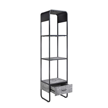 Raziela - TV Stand Side Pier - Concrete Gray & Black