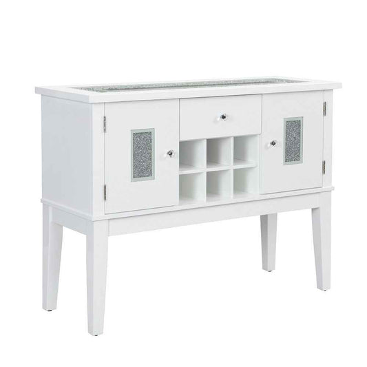 Elizaveta - Server - Faux Crystal Diamonds & White High Gloss