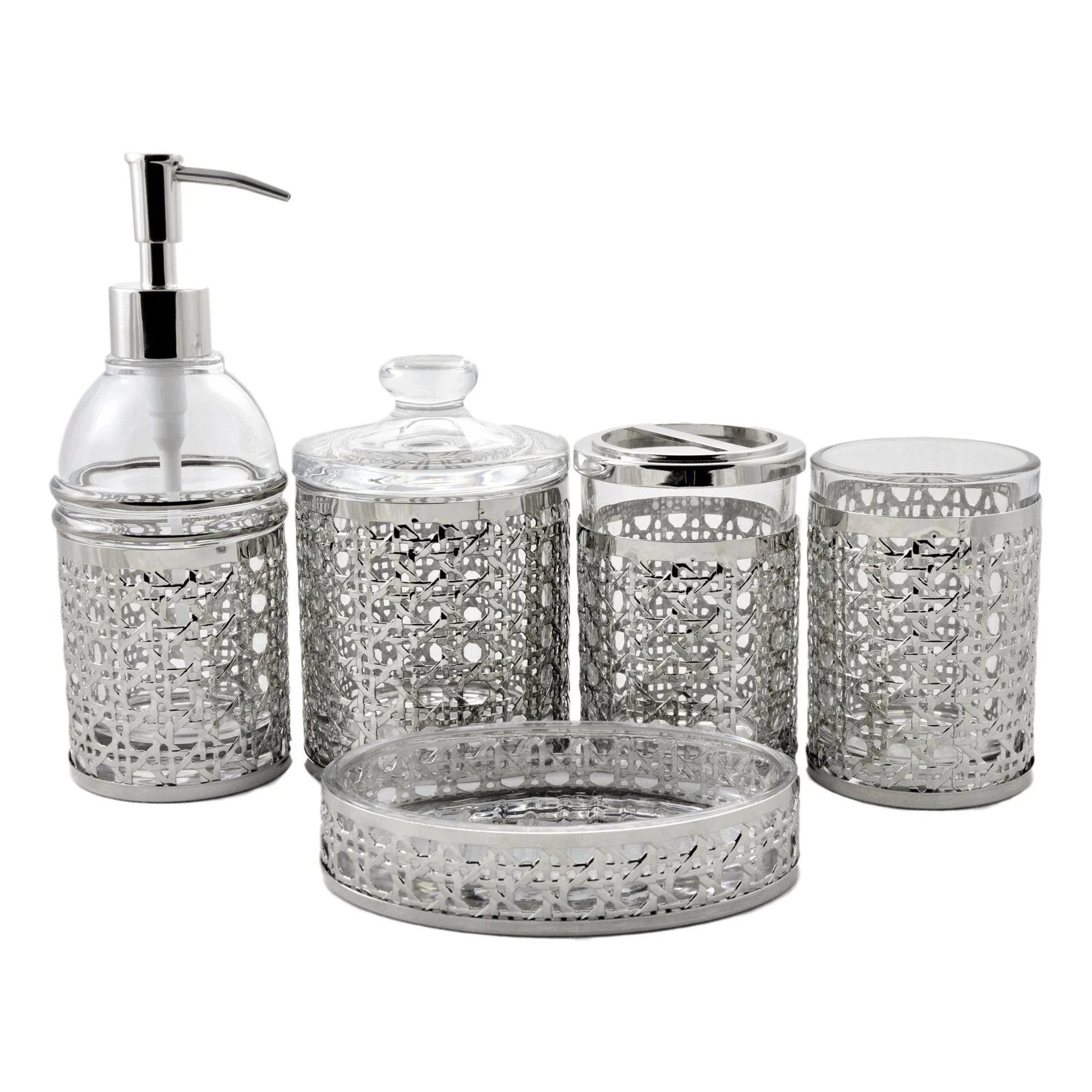 Bath & Spa Glass 5-Piece Bathroom Set - PoshaBella