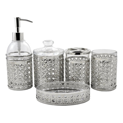 Bath & Spa Glass 5-Piece Bathroom Set - PoshaBella