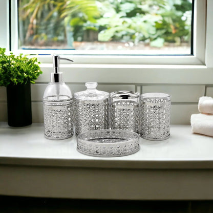 Bath & Spa Glass 5-Piece Bathroom Set - PoshaBella