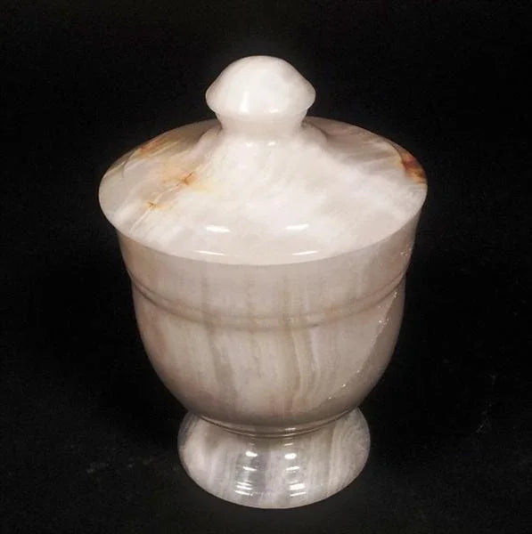 Bathroom Decor | White Onyx Cotton Swab Dispenser - PoshaBella
