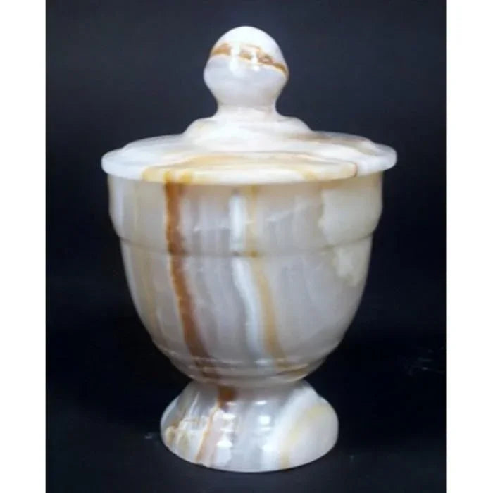 Bathroom Decor | White Onyx Cotton Swab Dispenser - PoshaBella