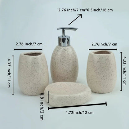 Bathroom Kit - Ceramic White 4pcs