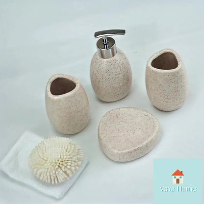 Bathroom Kit - Ceramic White 4pcs