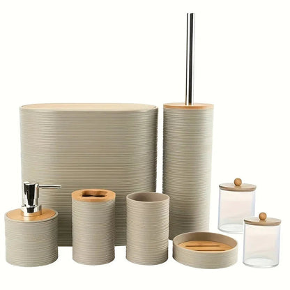 Bathroom Set - Bamboo 8pcs